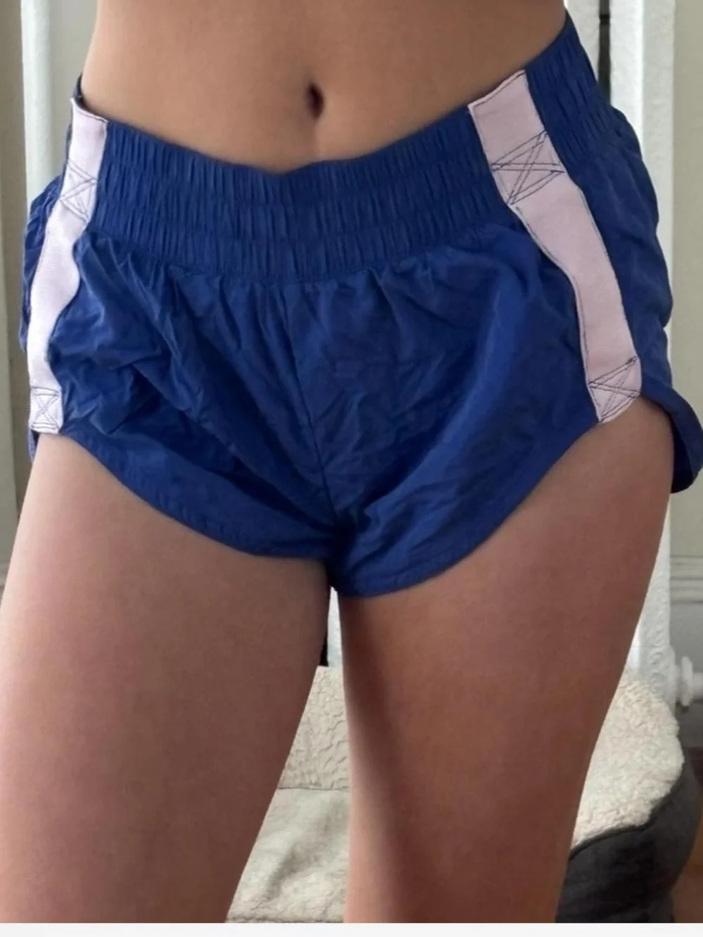 FP Movement by Free People Blue Athletic Shorts with Light Pink Panels